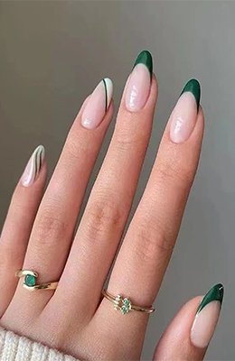 Green French with White Swirls