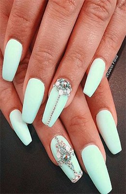 Mint Green Coffin Nails