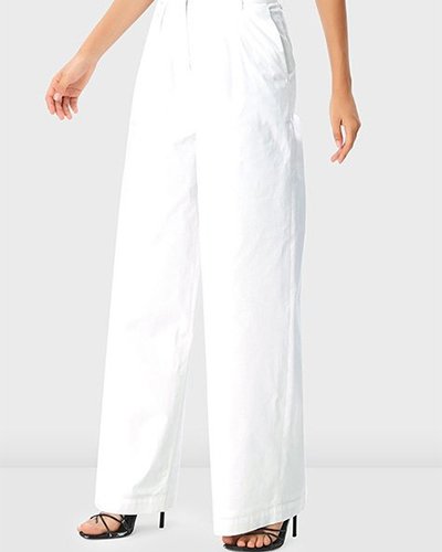 Wide-leg poplin trousers